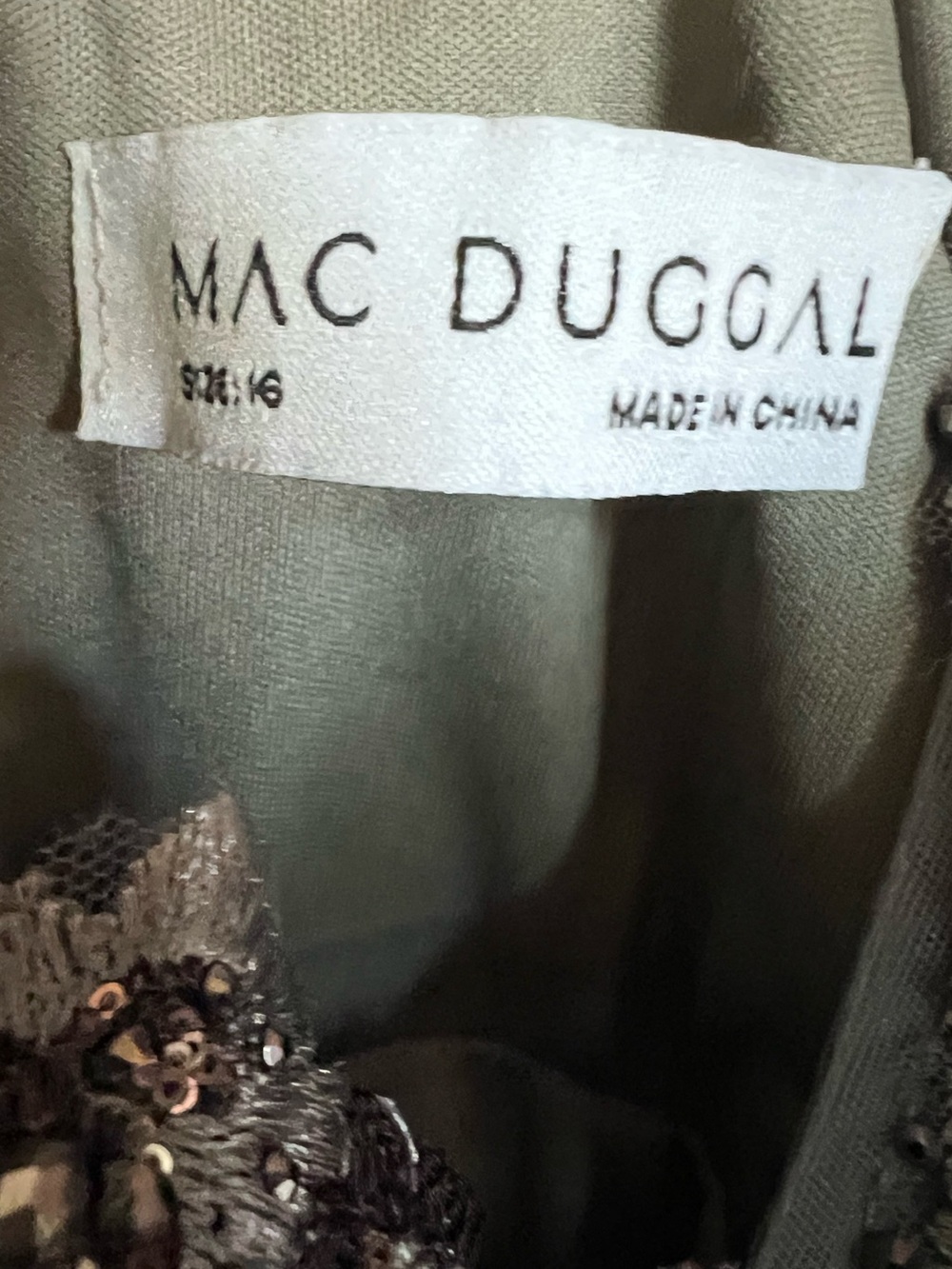 MAC DUGGAL Gray Embellished Butterfly Fit and Flare Midi Dress 20392 size 16 - Picture 6 of 9
